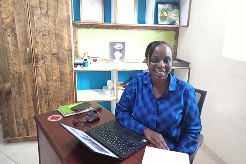 Jane Warambo, Director Envisage Ltd, at her office in Nairobi, Kenya August 2021.