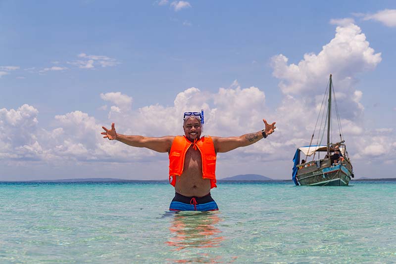 A tourist enjoying his time in Kisite Mpunguti Marine Reserve, Kenya.