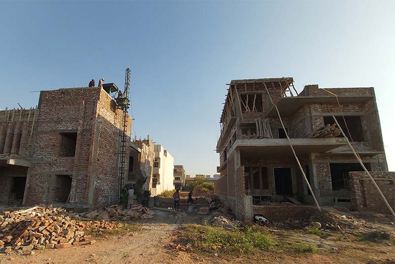An under construction house in Islamabad, Pakistan.