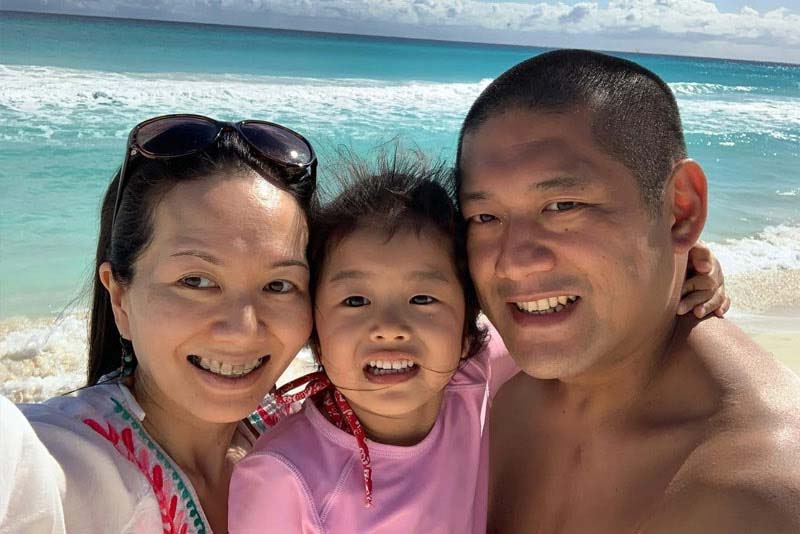 Yuichiro Inoue and his family enjoying a day at a Mexican beach.